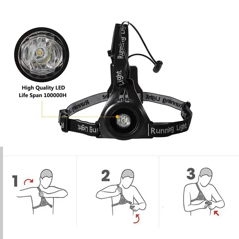 Für Camping Fahrrad Wandern Outdoor Nacht Laufen Jogging Lichter Brust Lampe Zurück Warnlicht Lauf Abenteuer USB