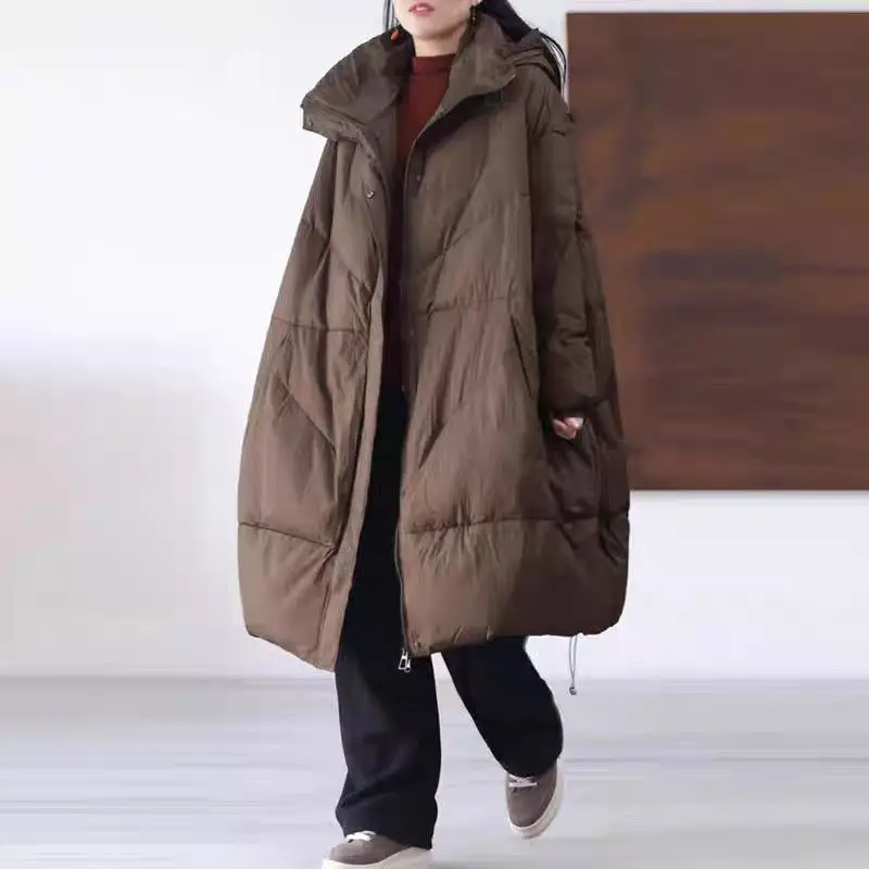 

2025 European Winter New Women's Down Jacket Hooded Large Down Jacket