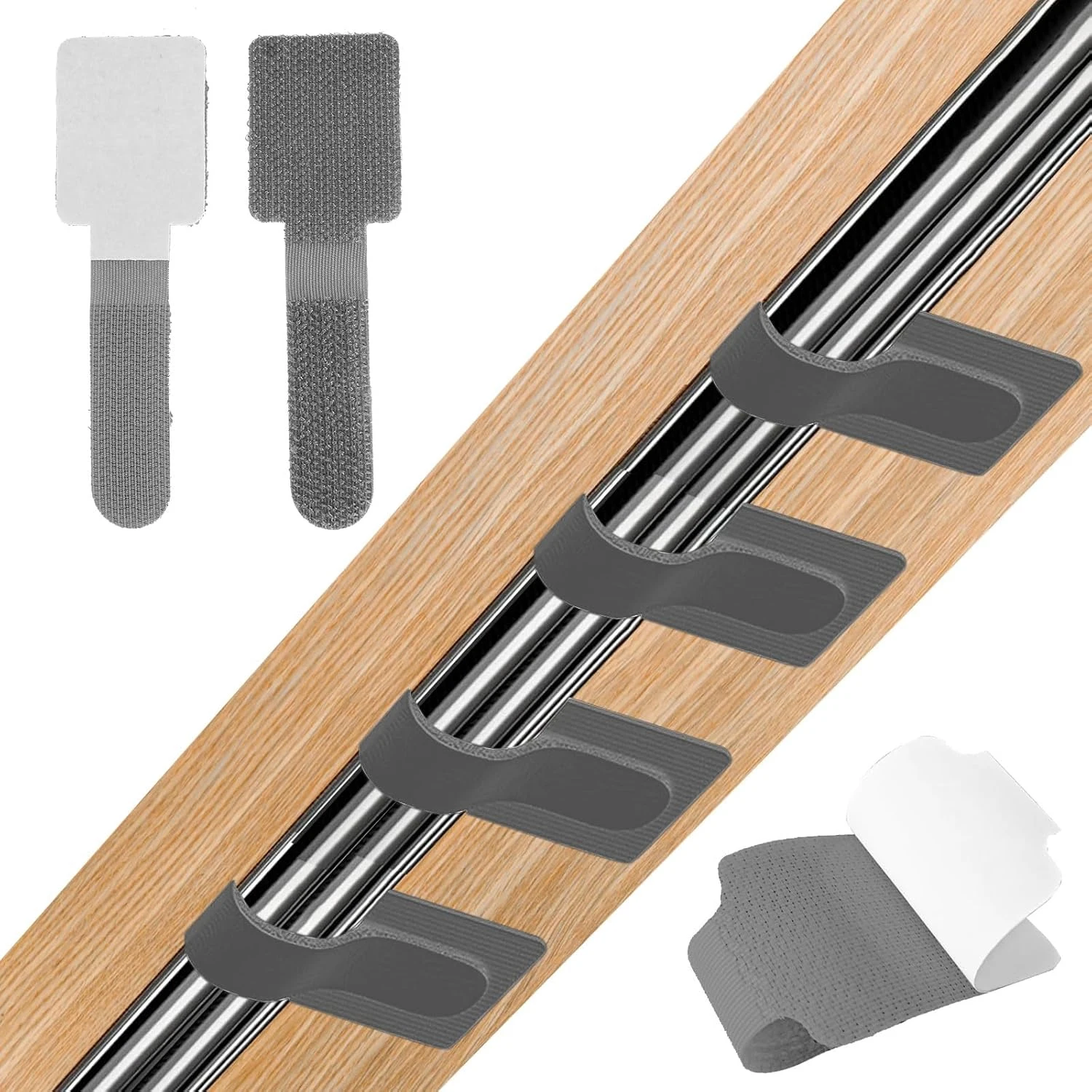 10/30/100Pcs Self Adhesive Cable Organizer Clips Reusable Hook And Loop Cord Holders For Home And Office