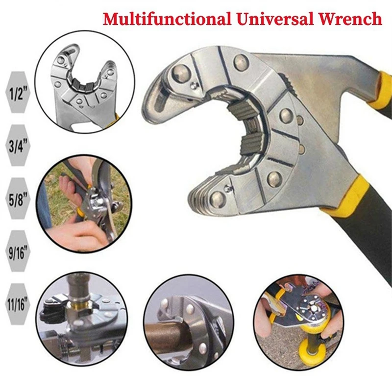 1 PCS Multifunctional Adjustable Universal Wrench Clamp Machine Maintenance Tool 8-Inch