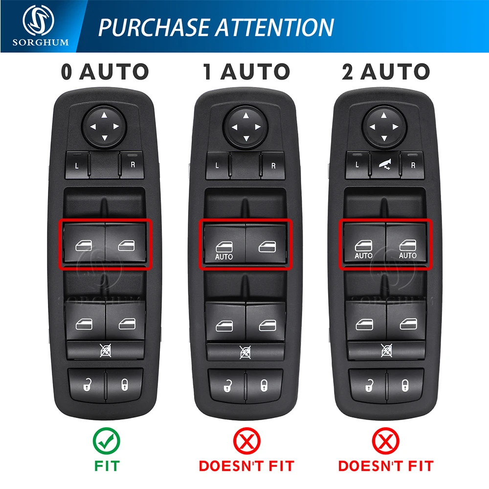 SORGHUM 68039999AA Master Window Switch For Dodge Nitro Journey Chrysler Town & Country 2008-2009 Jeep Grand Cherokee 68039999AC