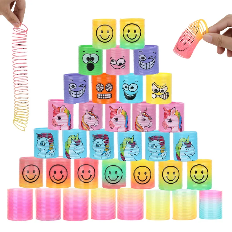 ของเล่นเสริมพัฒนาการ ยูนิคอร์นยิ้ม ลายสปริงไล่สี 12 ชิ้น สีสุ่ม ของขวัญวันเกิด ของเล่นปาร์ตี้