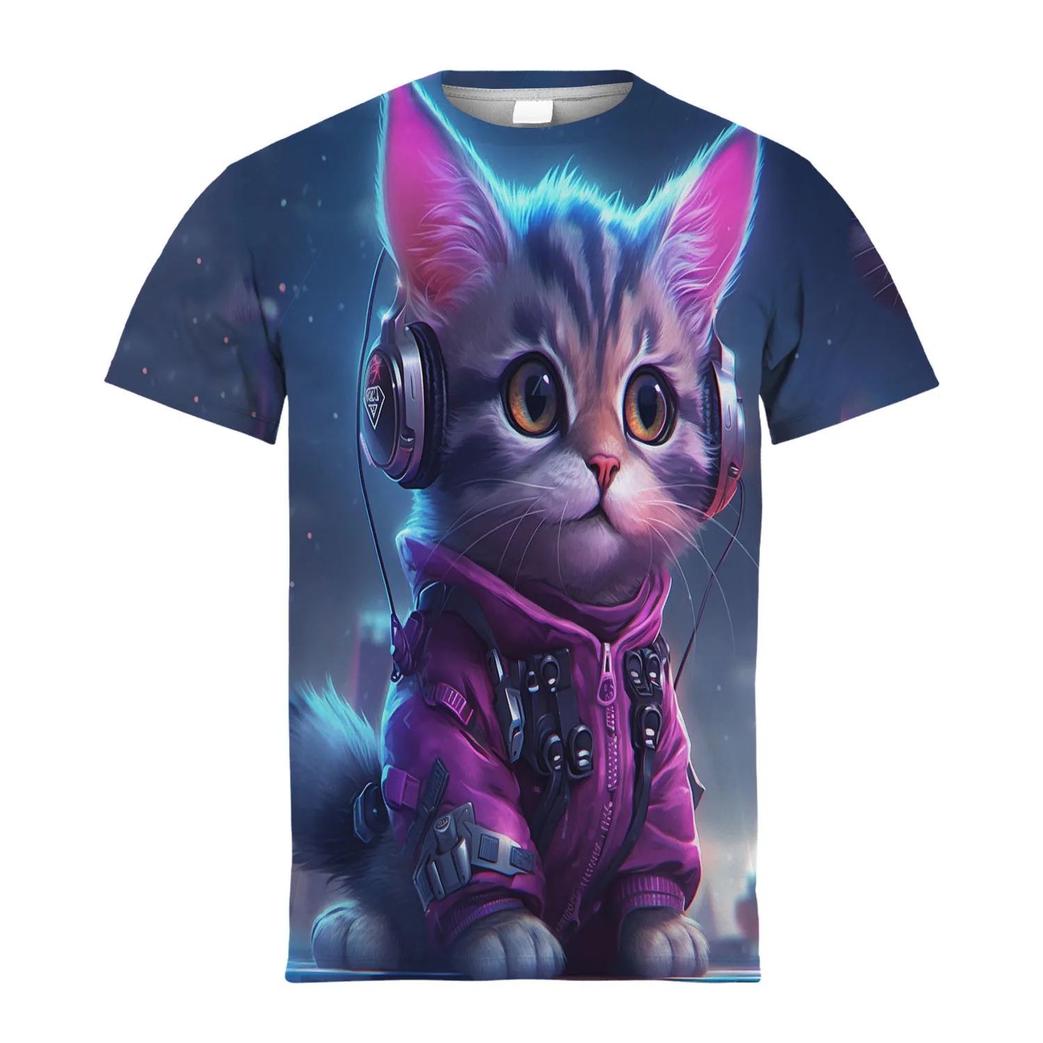 Children's T-Shirt Boys Wear Colorful Cat Short Sleeve T-Shirts for Children Outdoor Clothes for Children's Clothes 2024 Summer