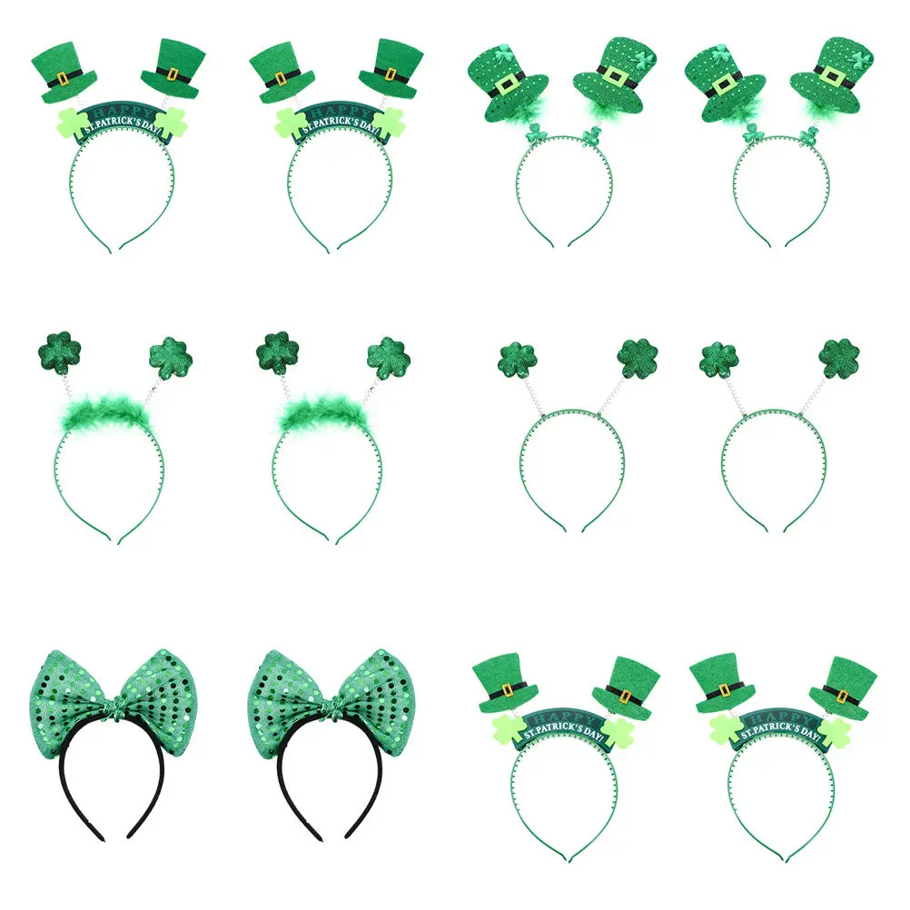 

12Pcs Clover Headband Saint Patrick's Headpiece Shamrock Hair Band Festival Decorative Accessory for Child Adult