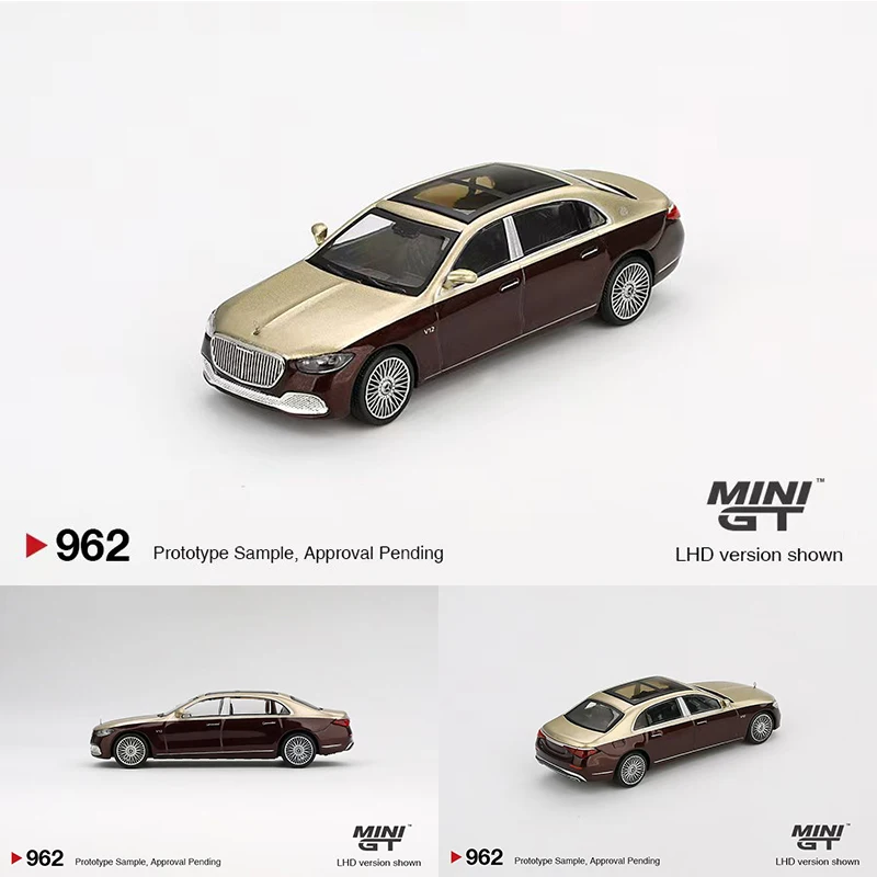 PreSale MINIGT 962 1:64 Mercedes Maybach S680 Gold Dark Red Metallic Diecast Model Collection Toys