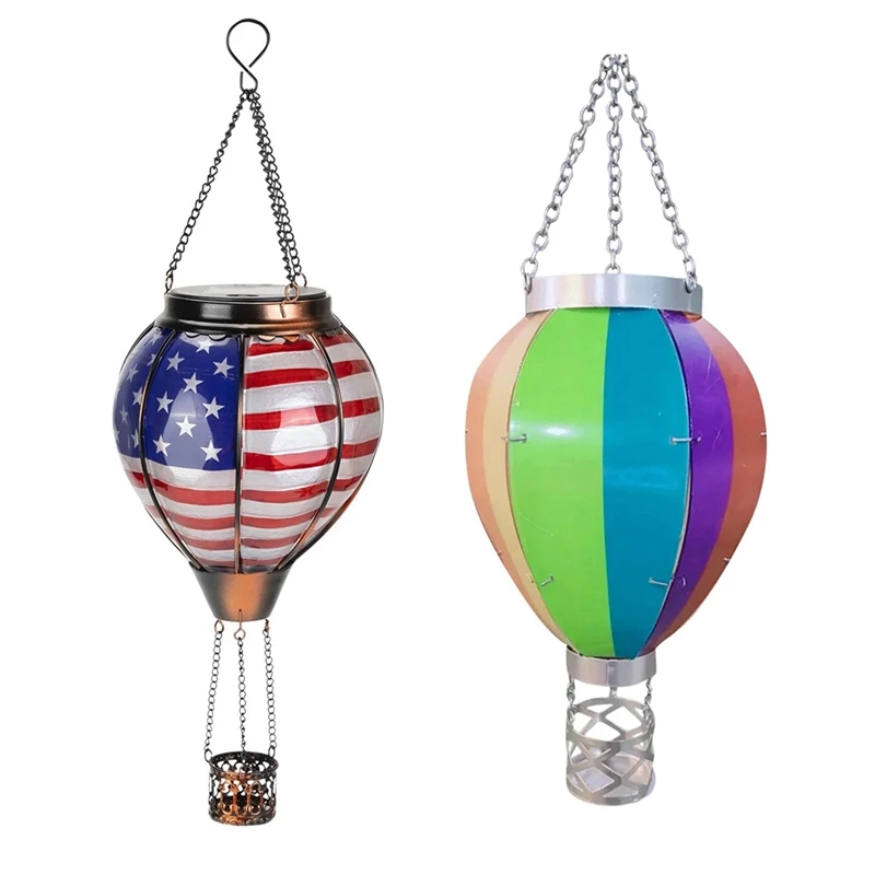 

Outdoor Lanterns Hot Air Balloon Solar Lantern With Candle Holder For Garden Decor,Hanging Solar Lights Outdoor Durable Rainbow