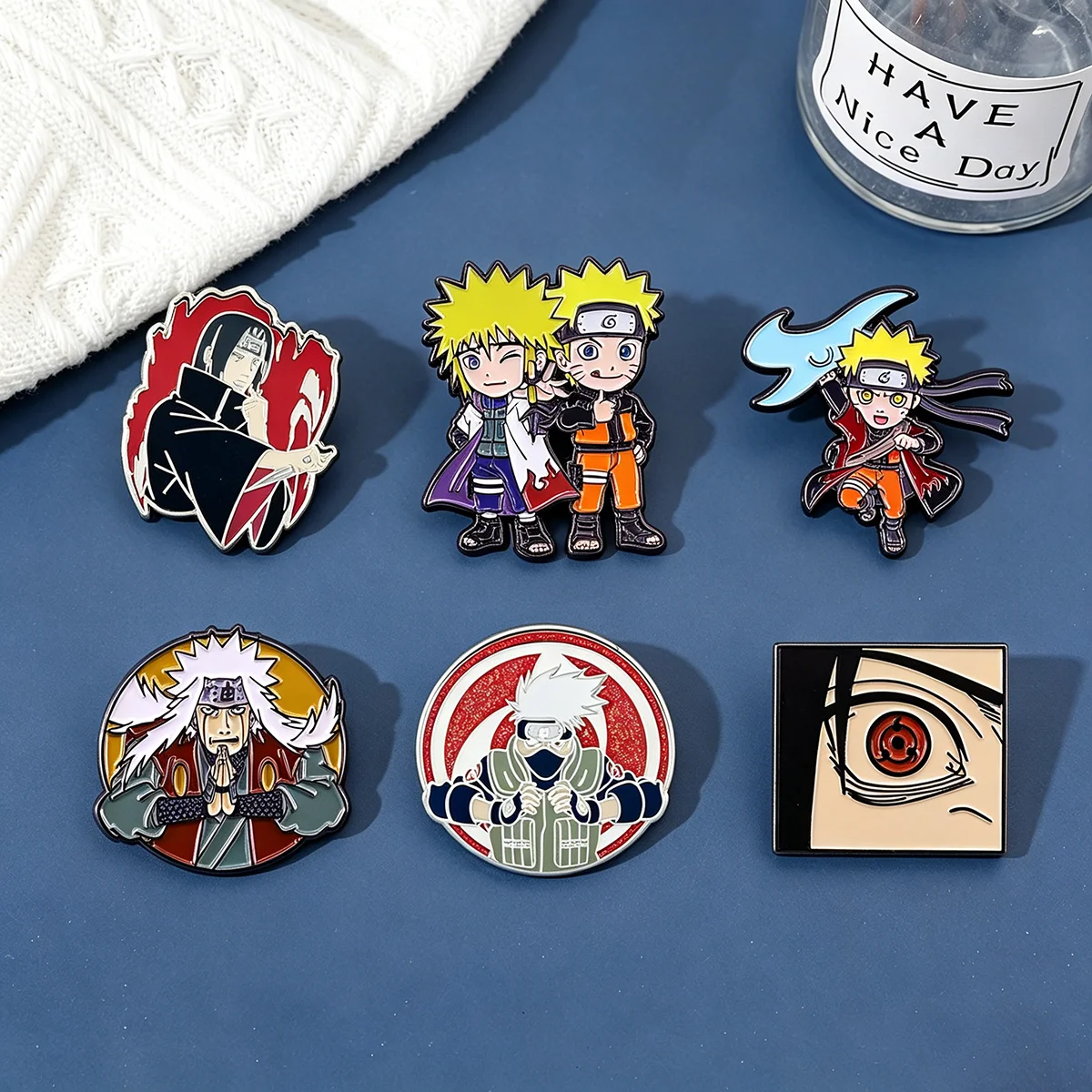 6Pcs/Set Anime Character Enamel Brooch Cartoon Uchiha Itachi Kakashi Jiraiya Metal Badge Lapel Pin Cosplay Accessories Fan Gifts image 6