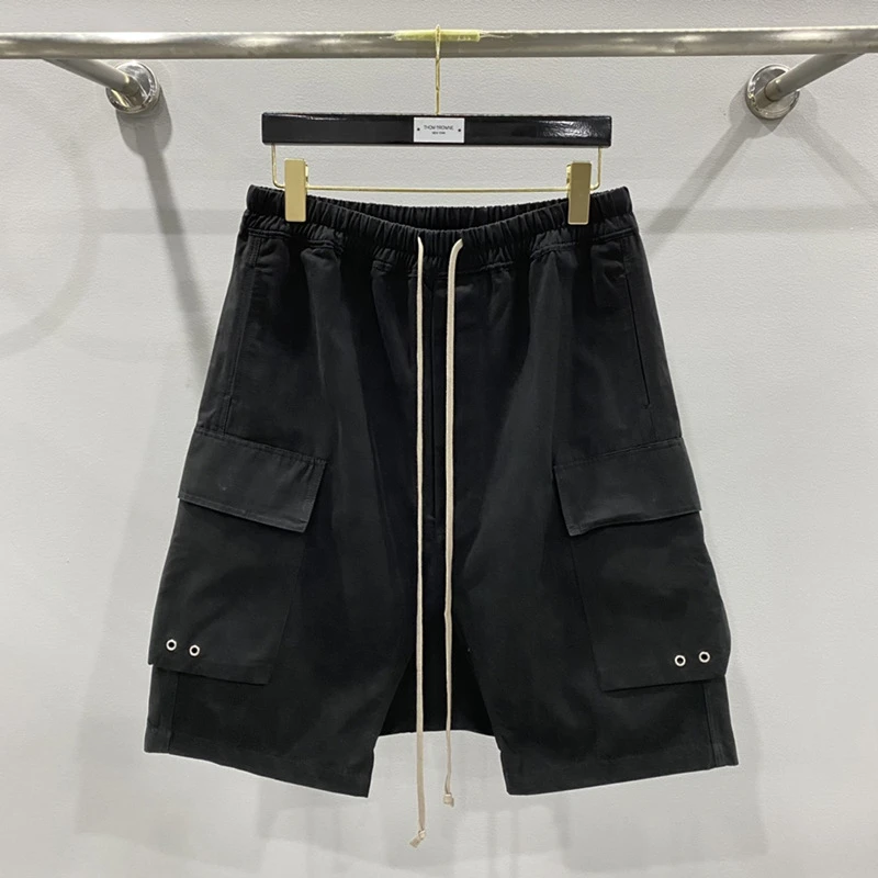 

2025SS R0 New High Street Casual Peplum Casual Workwear Midi Pants Black Y2k Shorts Tiki Men's Clothing Jorts Short Pants