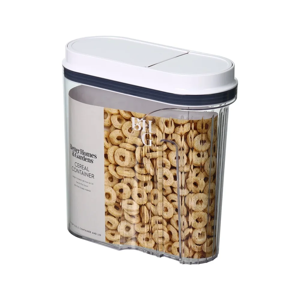 حاوية حبوب محكمة الغلق مع غطاء منبثق سهل الصب وخالي من مادة BPA، وعاء تخزين الطعام المتين، آمن للاستخدام في غسالة الأطباق، عملية بيد واحدة