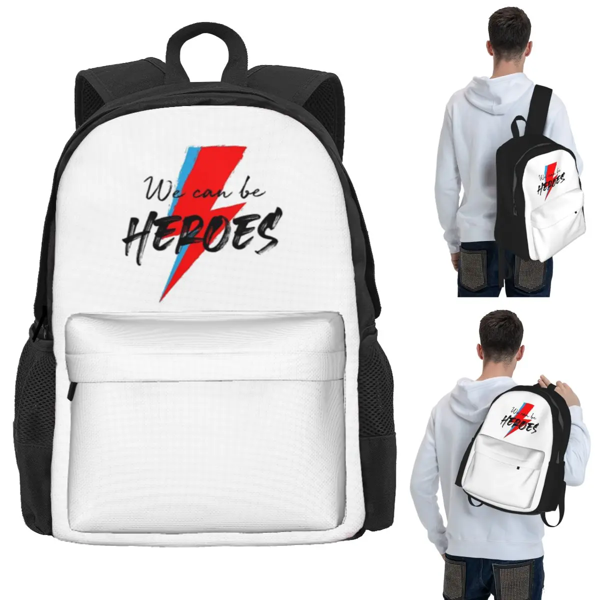 We Can Be Heroes Bowie Student Backpack School Bag Hiking Travel Daypack for Men Women Bookbag Shoulder Bags