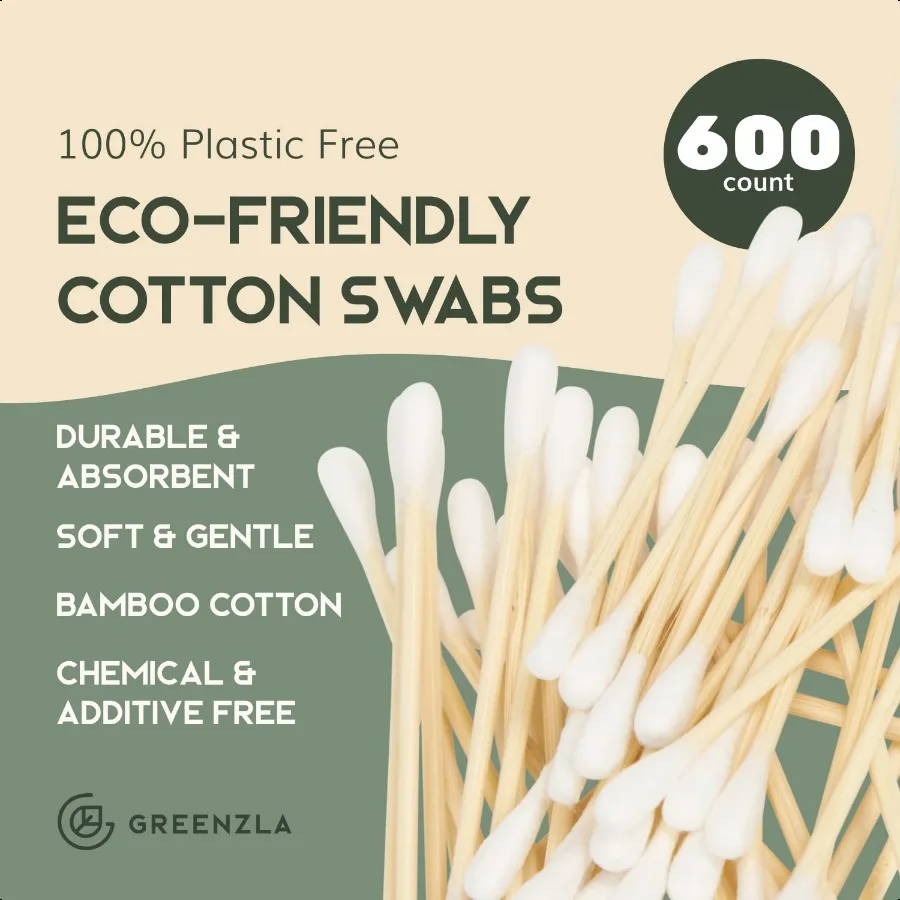Confezione da 600 tamponi di cotone organico Tamponi per orecchie ipoallergenici naturali biodegradabili senza cloro CrueltyFree Viene forniti con EcoFriendly Ho
