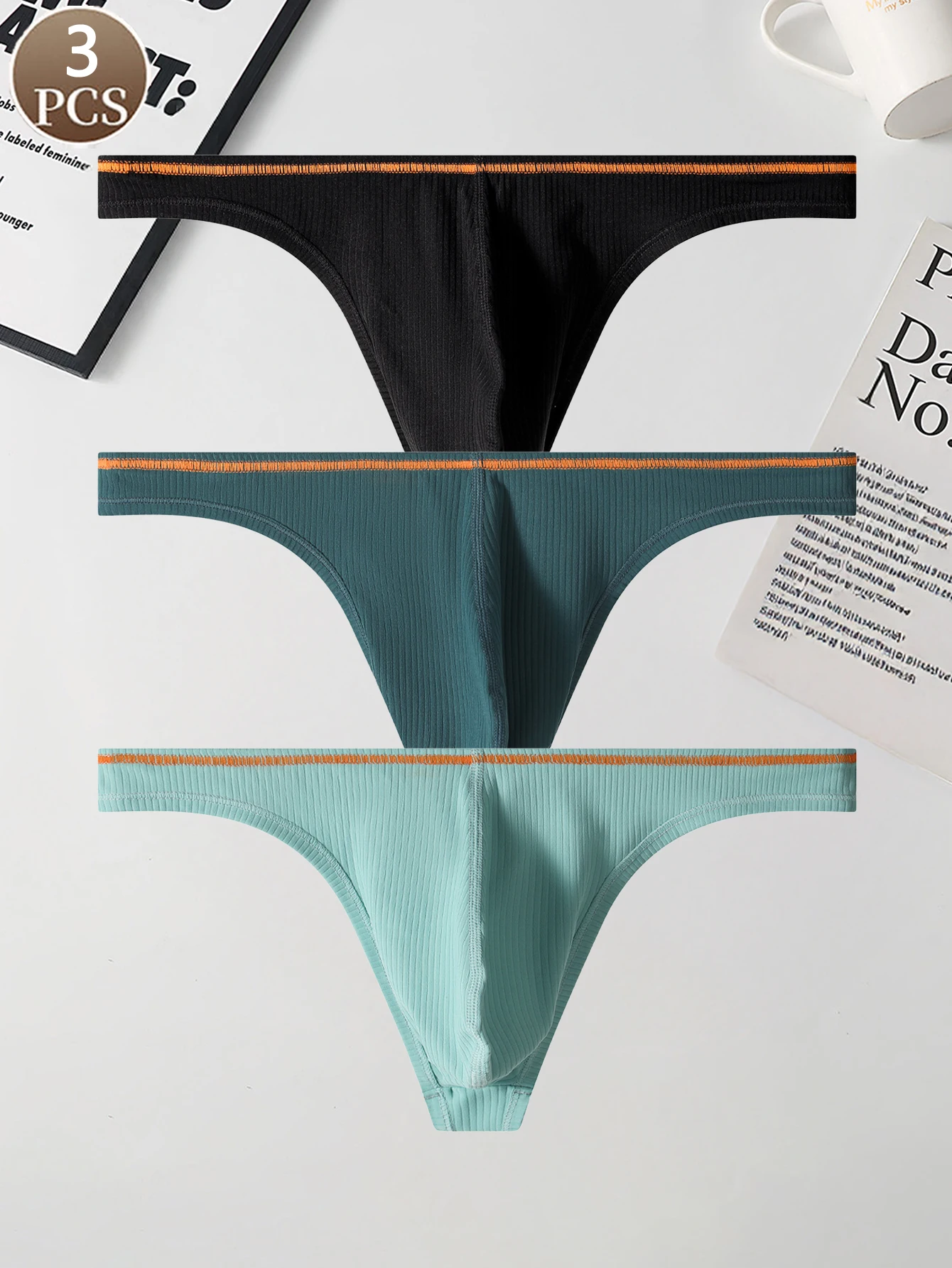 

3 шт. мужские стринги модные однотонные тонкие края мягкое и удобное нижнее белье сексуальные повседневные спортивные мужские стринги с низкой талией