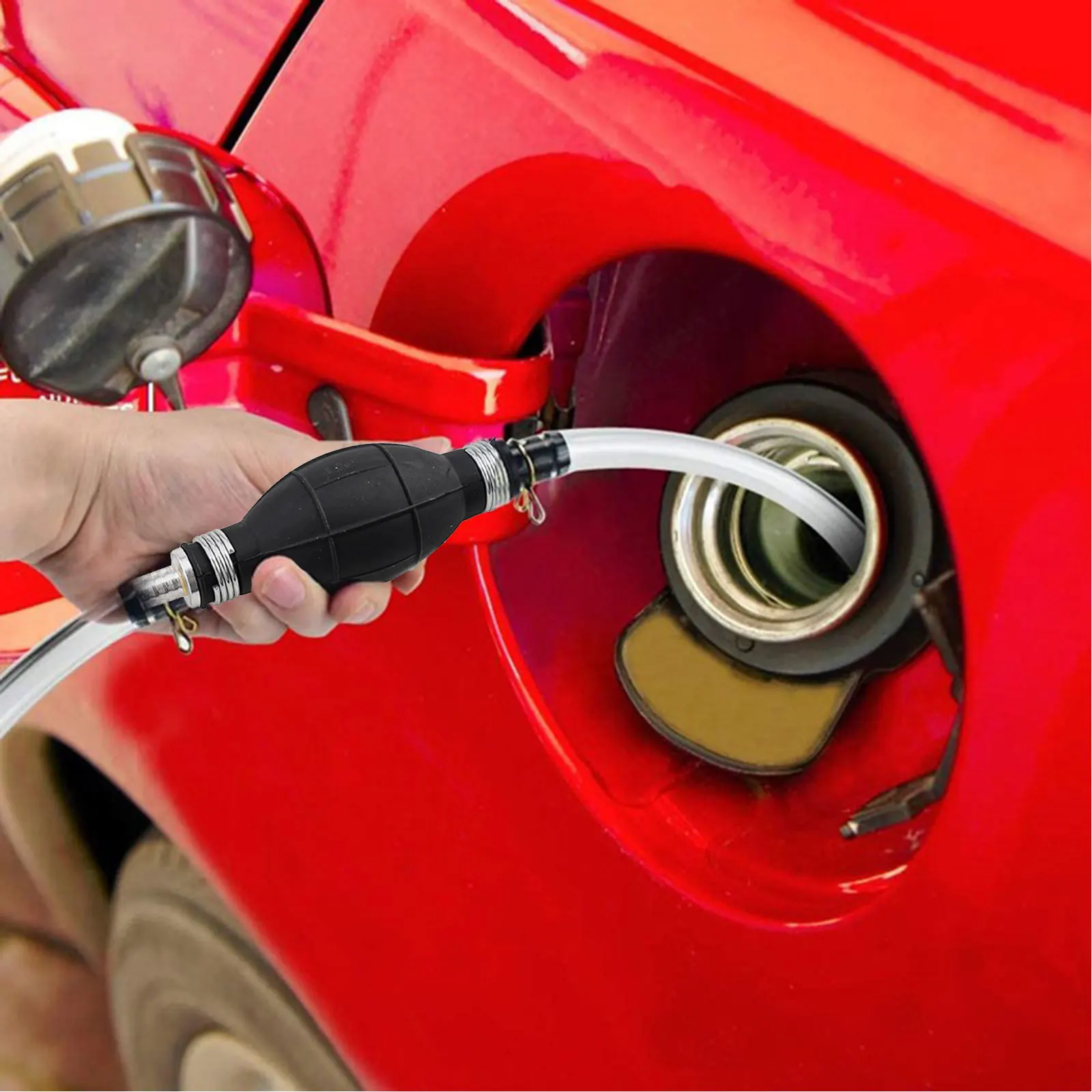 Fuel Transfer Pump Manual Fuel Transfer Hose Siphoning Liquids Fuel Transfer Transparent Hose Heavy Aluminum Ends