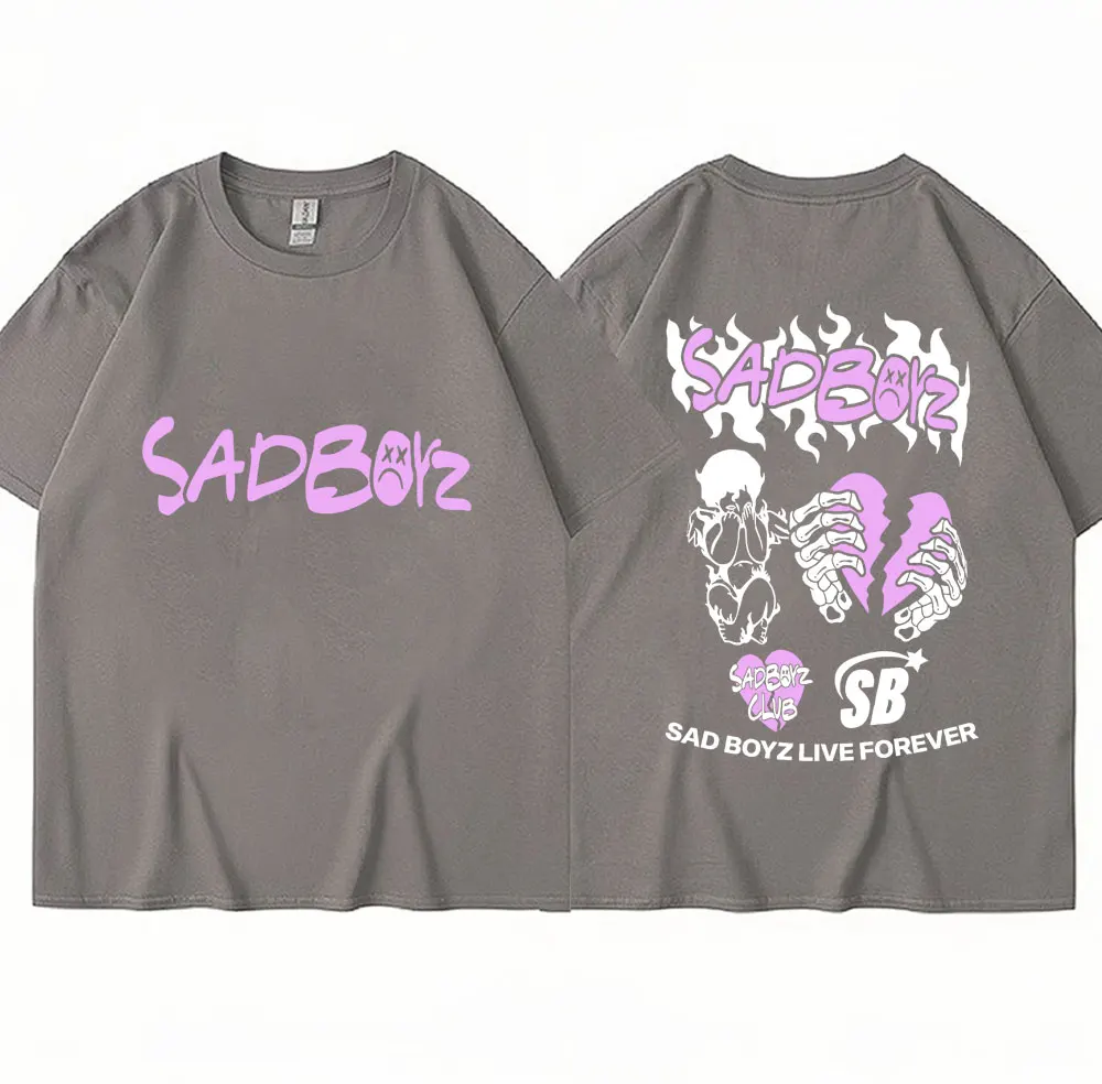 Singer Junior H Sad Boyz Graphic T Shirt World Tour Merch Men's Punk Harajuku T-shirts Oversized 100% Cotton Hip Hop Tees Unisex image 6