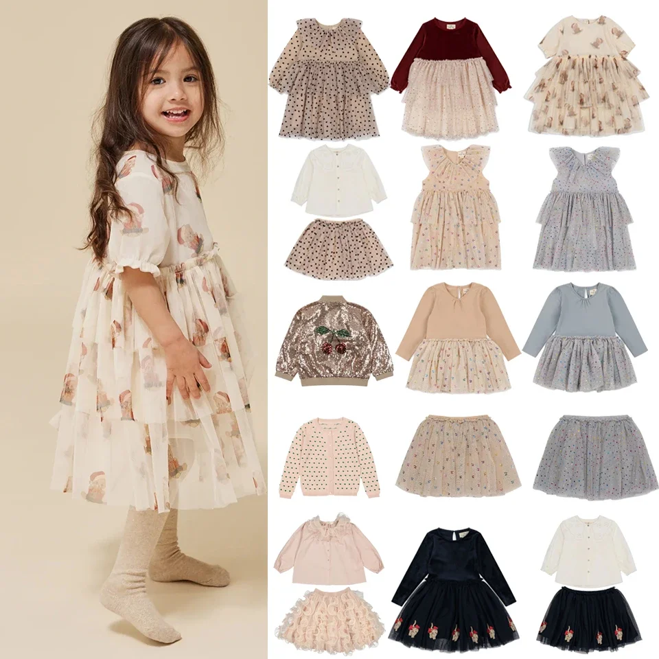 

New KS Brand Baby Girl Casual Dress Kids Birthday Party Dresses Children Cherry Lemon Sequins Long Dress Newborn Tulle Vestidos