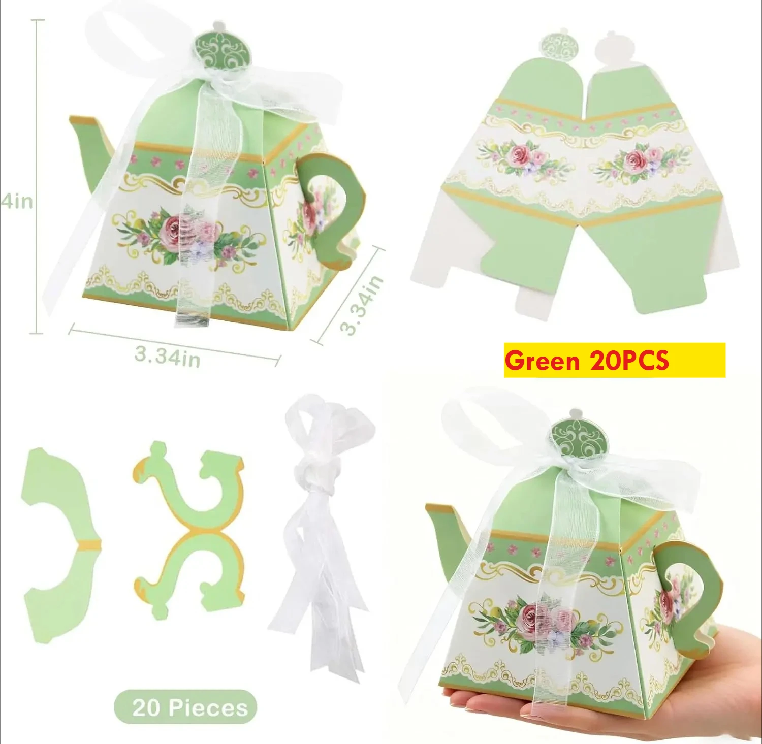 Retro Teapot Shape Paper Candy Box, Wedding Favor