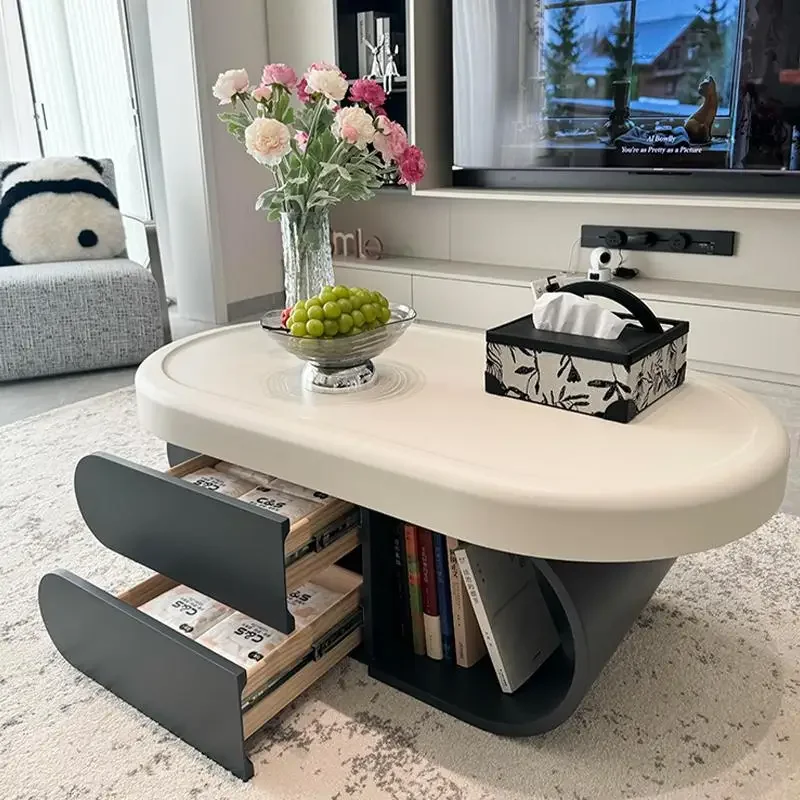 White Drawer Coffee Table Minimalist Luxury Nordic Design Coffee Table Black Unique Mesa De Centro Sala Furniture Living Room image 4