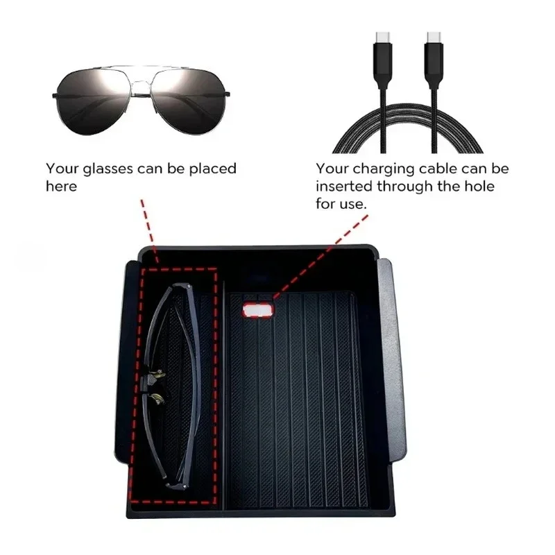 Boîte de rangement pour Console et accoudoir pour Tesla, nouveau modèle Y 2025 Juniper, tapis antidérapant supérieur et inférieur, modèle 3 Highland 2024, accessoires