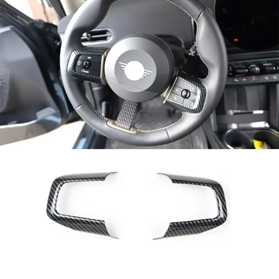 For BMW MINI COOPER 2024 2025 Steering Wheel ABS Stickers Interior Car Accessories 2pcs/set
