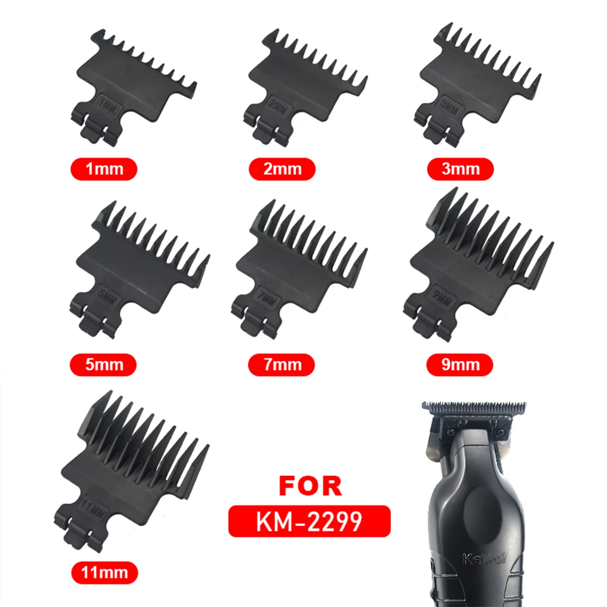 

Насадки-гребни для профессионального триммера Kemei KM-2299 (1, 2, 3, 5, 7, 9, 11 мм) – Направляющие насадки для стрижки волос, аксессуары для парикмахеров и барберов