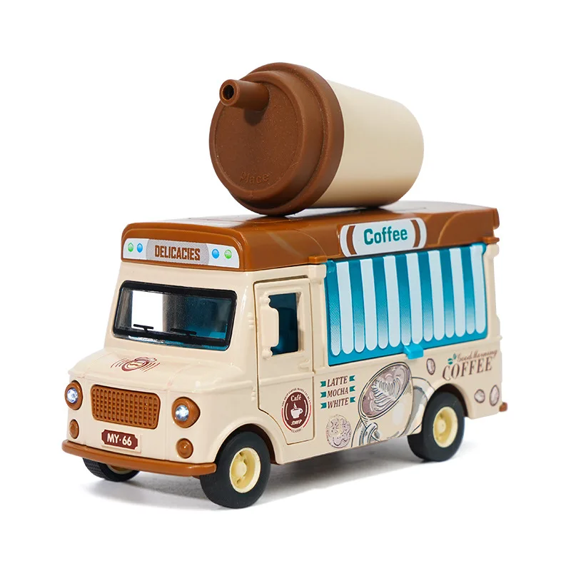 Coche de comida rápida extraíble versión Q 1:36, modelo de coche de aleación, hamburguesa, inducción magnética, novedad, juguete con sonido y luz, regalo para niños