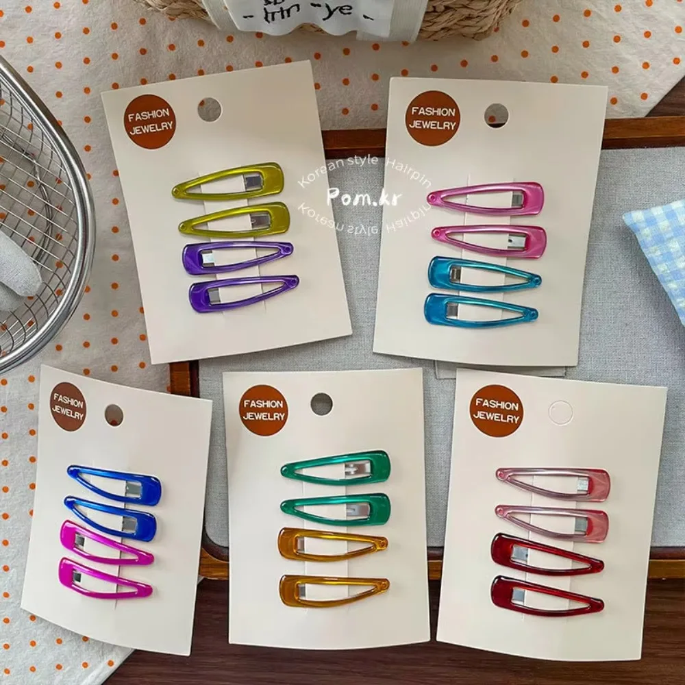 4pcs Water Drop Hair Clips Kids Sweet Side Bangs Flyaway Barrettes Toddler Girls Fringe Pins Simple Headwear Nursery Accessories