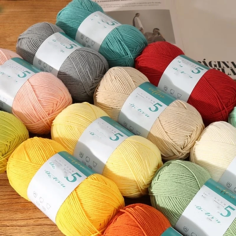 5 Strands Combed Milk Cotton Yarn Variegated Multicolor Knitting Yarn for Sweater Vest DIY Crochet Craft Supplies