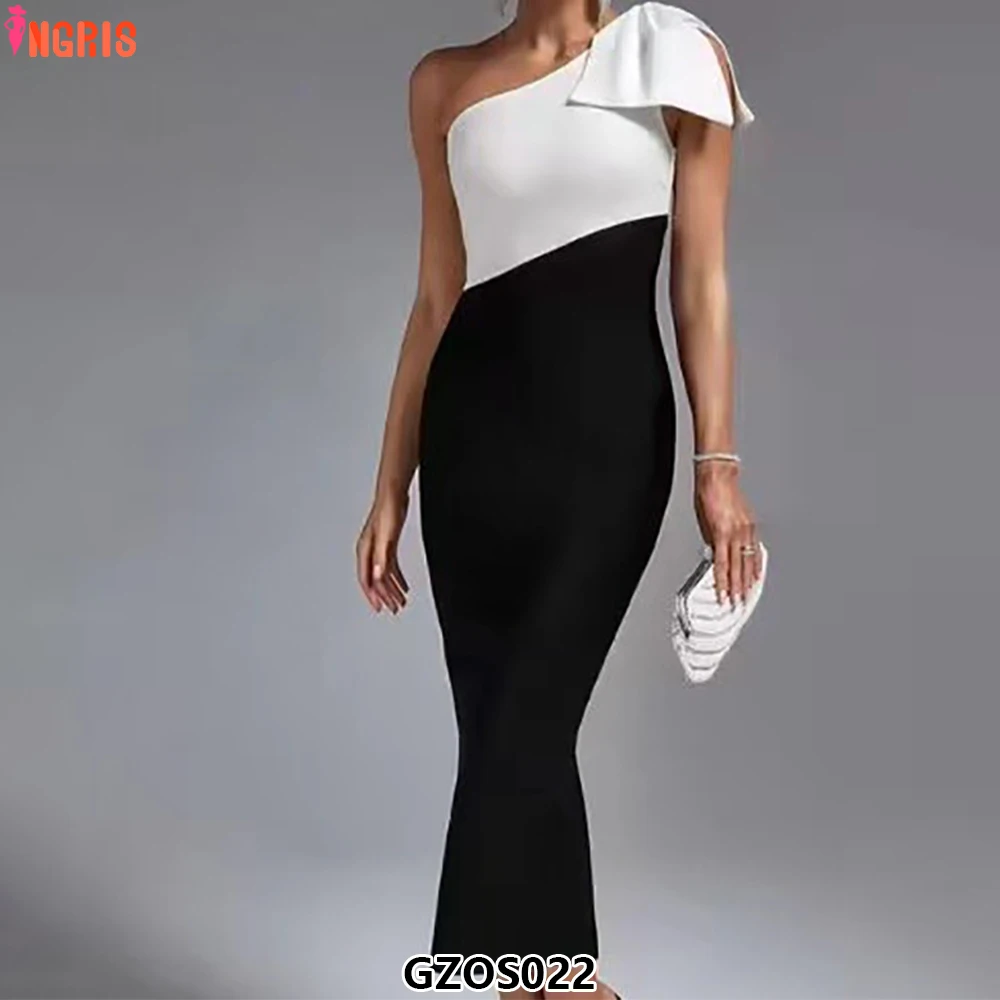 

Wholesale One-Shoulder Casual Dresses Ladies Long Bodycon Dress Women Dress-GZOS022