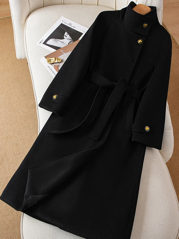 

Шерстяное пальто Bla Camere для женщин, новинка зимы 2025, в стиле Хепберн, элитное, маленький размер, прямой крой, корейский стиль