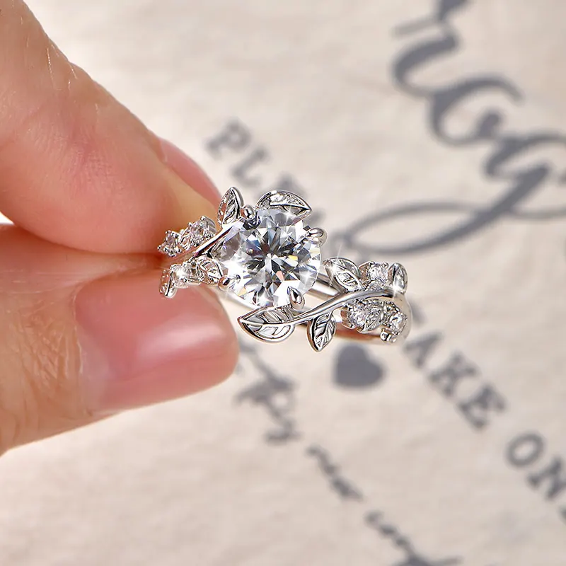 Rrjzz Solitaire 2CT runder Schliff, D-Farbe, VVS1, Moissanit-Verlobungsring, zertifizierter Labor-Imitationsdiamant, Damen-Braut-Ehering – Detail 10