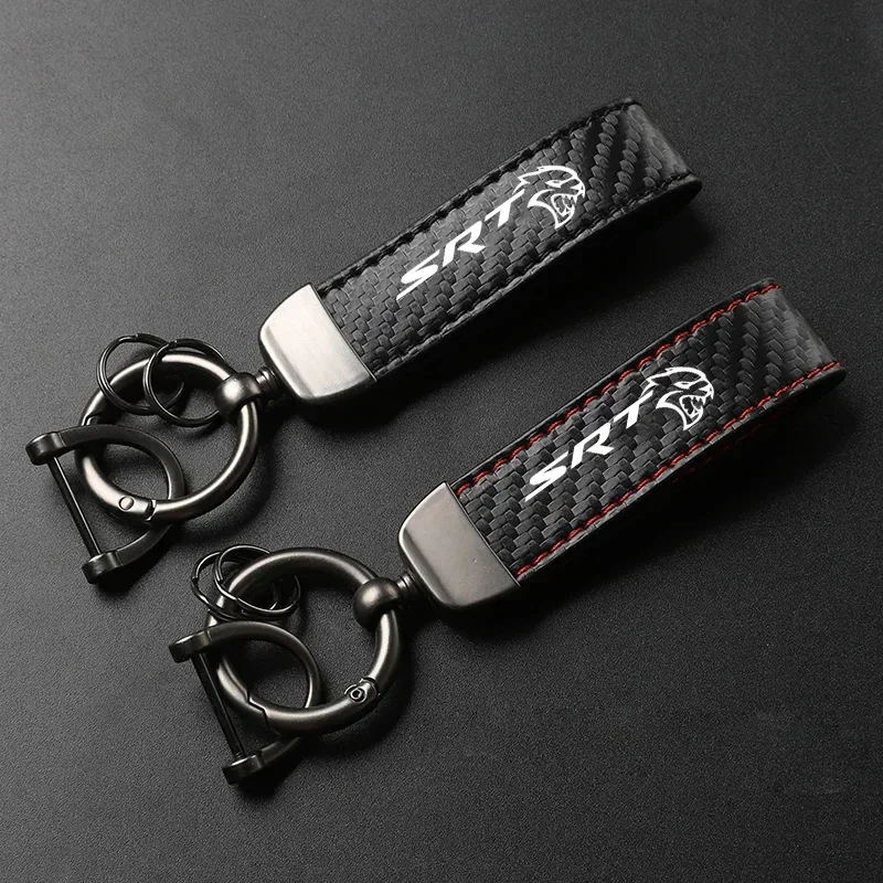 2024 Car Keychain PU Horseshoe Buckle Jewelry For Dodge SRT Charger Challenger RAM Journey Caravan Car Accessories