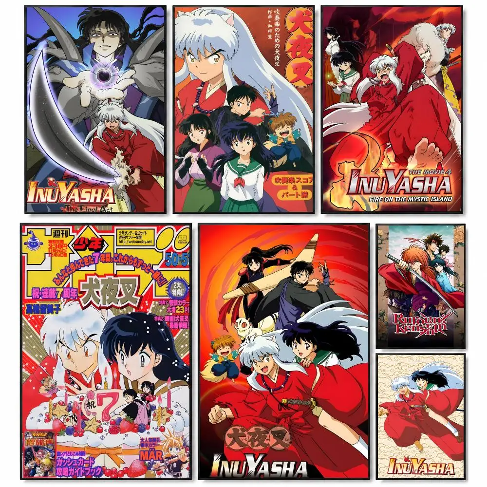Anime Fantasy I-Inuyasha Poster Self-Stick Bedroom Dorm Office Gaming Room Studio Decor Gift