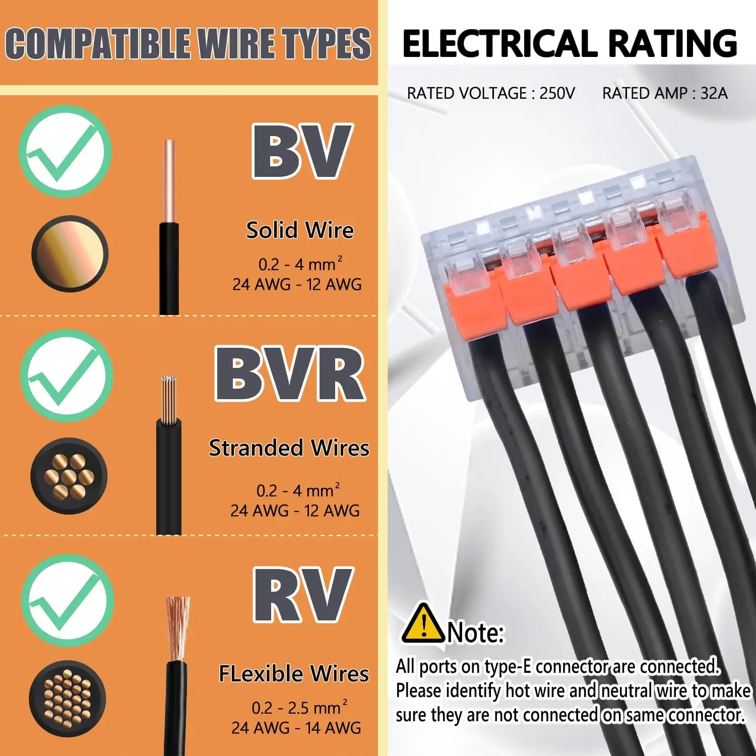 يتم استخدام موصلات أسلاك الرافعة، حزمة تصنيف الموصل المدمجة، للأسلاك المرنة الصلبة الذين تقطعت بهم السبل مع 2 و5 منافذ