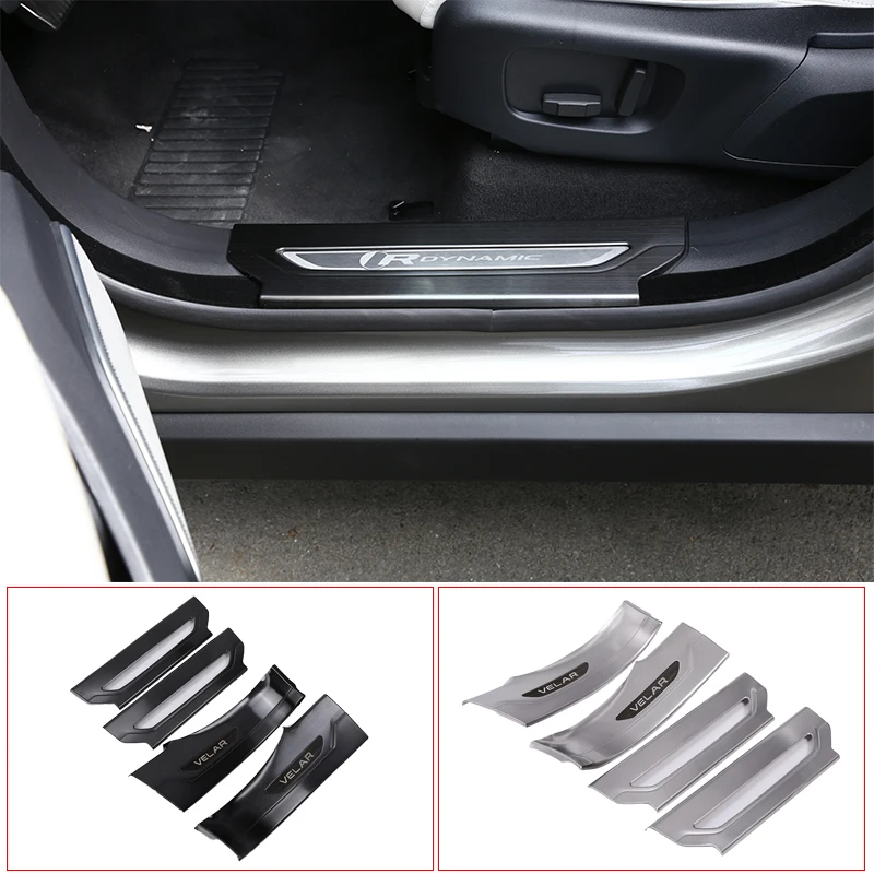 

4pcs 304 Stainless Interior Door Sill Scuff Threshold Plate Trim Car Accessories For Range Rover Velar 2017 2018 Car Accessories