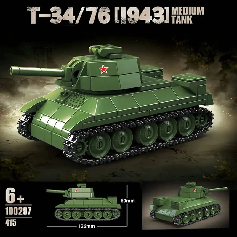 T-34/72 New Military Weapons  Medium Tank Model Building Blocks Bricks Classics  Army Soldiers  Toy Gifts