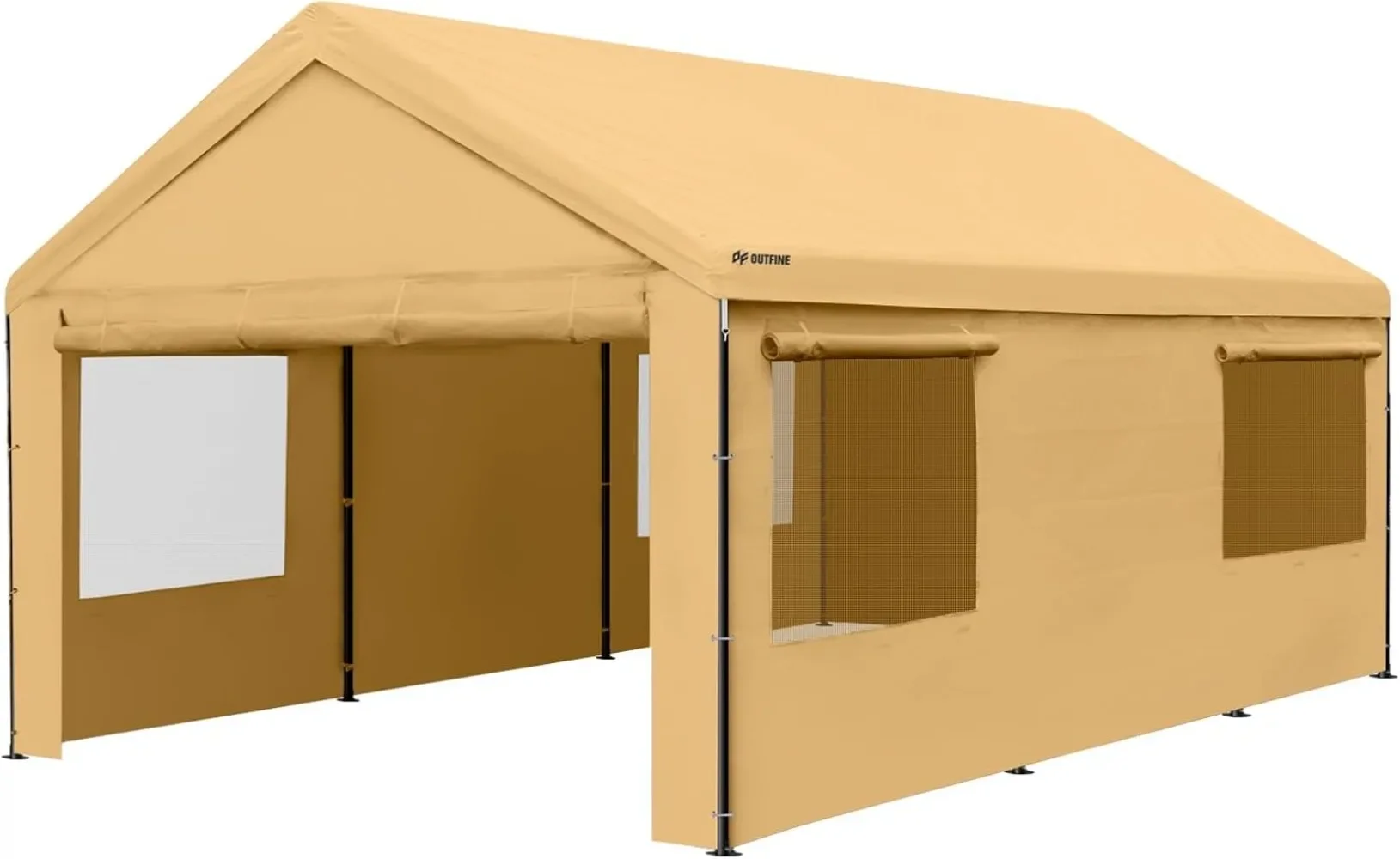 Dossel para porta-copos OUTFINE 12x20 pés, dossel para carro e barco resistente, garagem com paredes laterais removíveis e janelas ventiladas enroladas