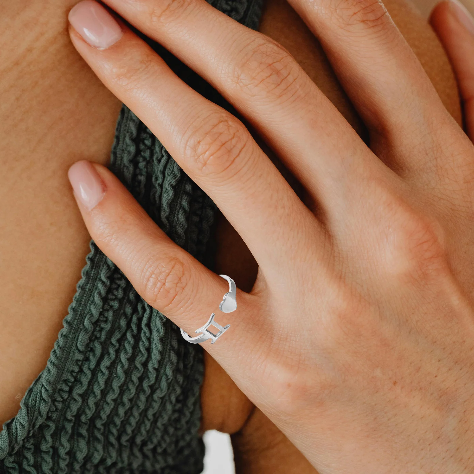 Gemini Sign Adjustable Open Ring Comfortable Fit Elegant Finger Jewelry Women Rings Decorative Fashionable Jewelry