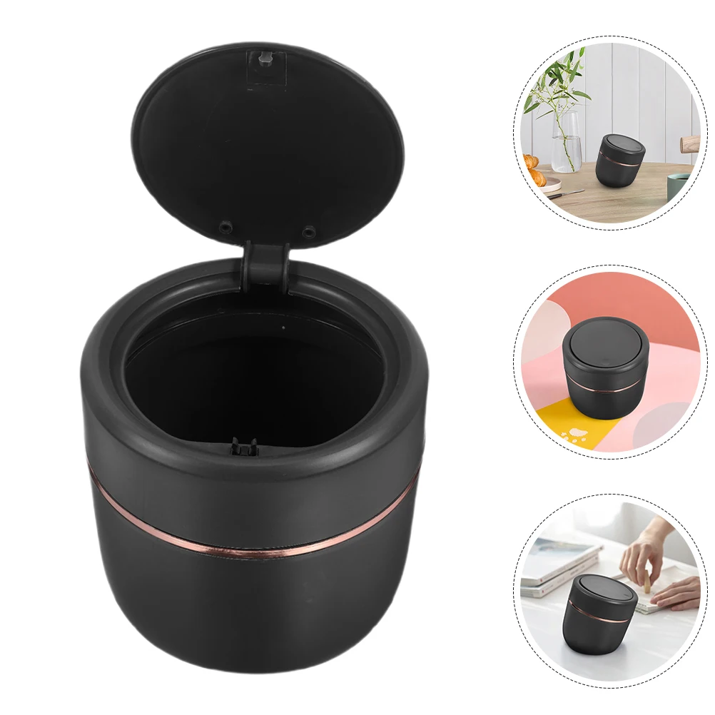 

2pcs Push Type Small Trash Can Mini Garbage Bin Desktop Countertop PP Office Home Compact Sturdy Plastic Space Saving Lid