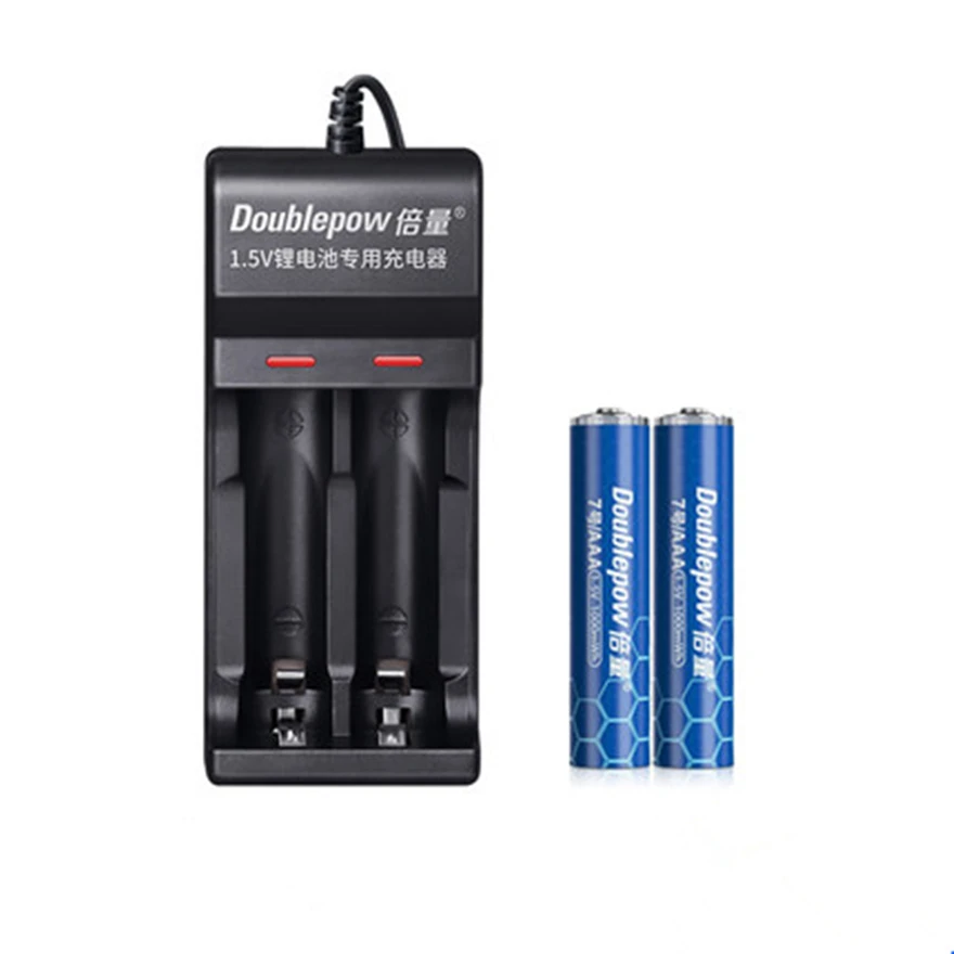 

2PCS high power 1000mWh 1.5v AAA rechargeable lithium battery microphone camera lithium battery + 2 slot USB smart charger