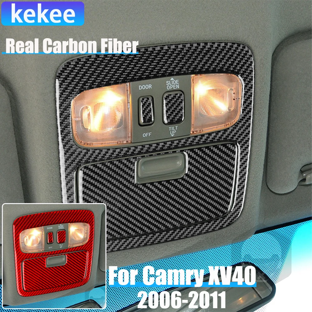 

Автомобильные аксессуары из настоящего углеродного волокна, чехол для лампы для чтения, мягкая наклейка для Toyota Camry 6-го поколения XV40 2006 2007 2008 2009 2010 2011