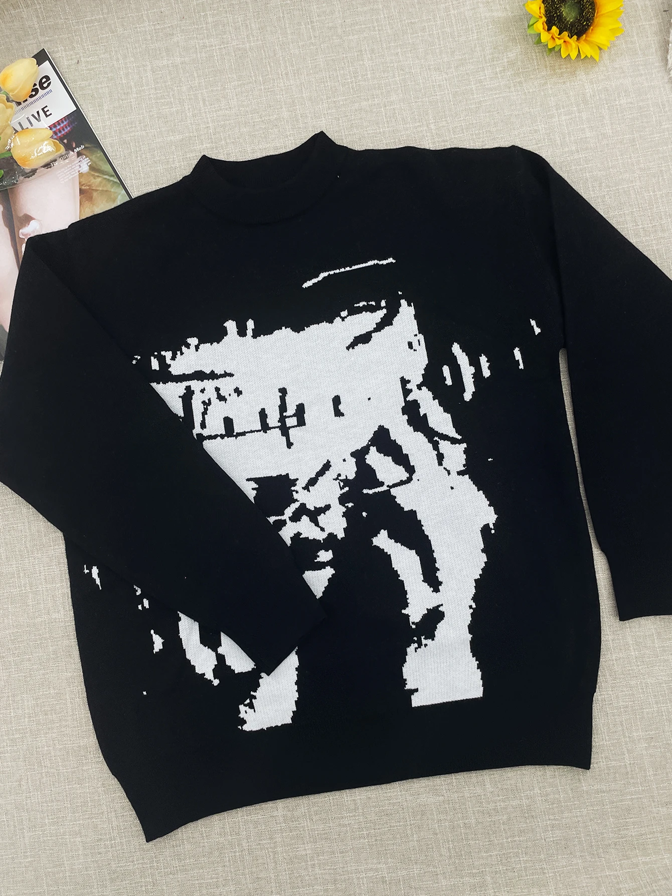 

В Европе и США трансграничный зимний уличный повседневный удобный свободный вязаный свитер контрастного цвета