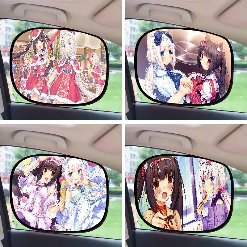 

GAME-N-Nekopara-A-chocola Cartoon Universal Side Window Sunshade UV Protection Side Window Windshield Auto Window Sunshade Cover