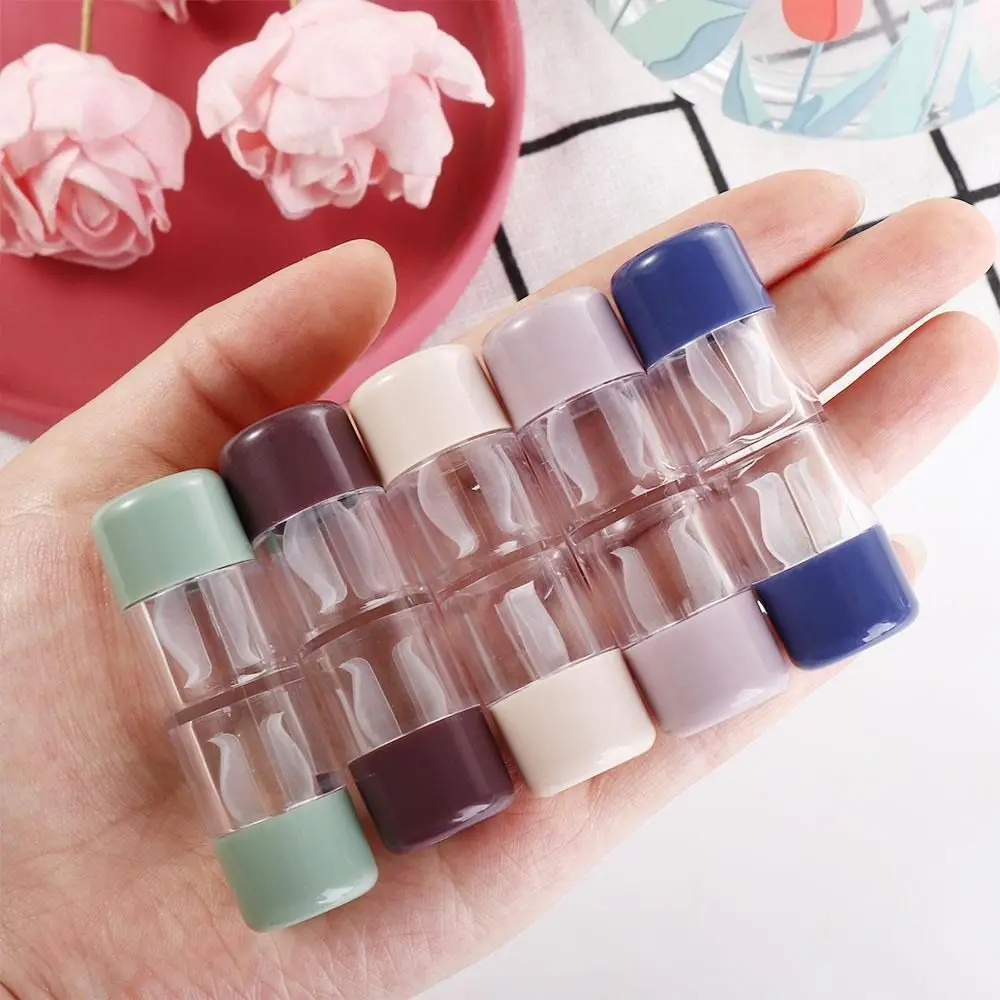 New Plastics Contact Lens Case Solid Color Cylindrical Contact Lens Container RGP Eye Care Lenses Box