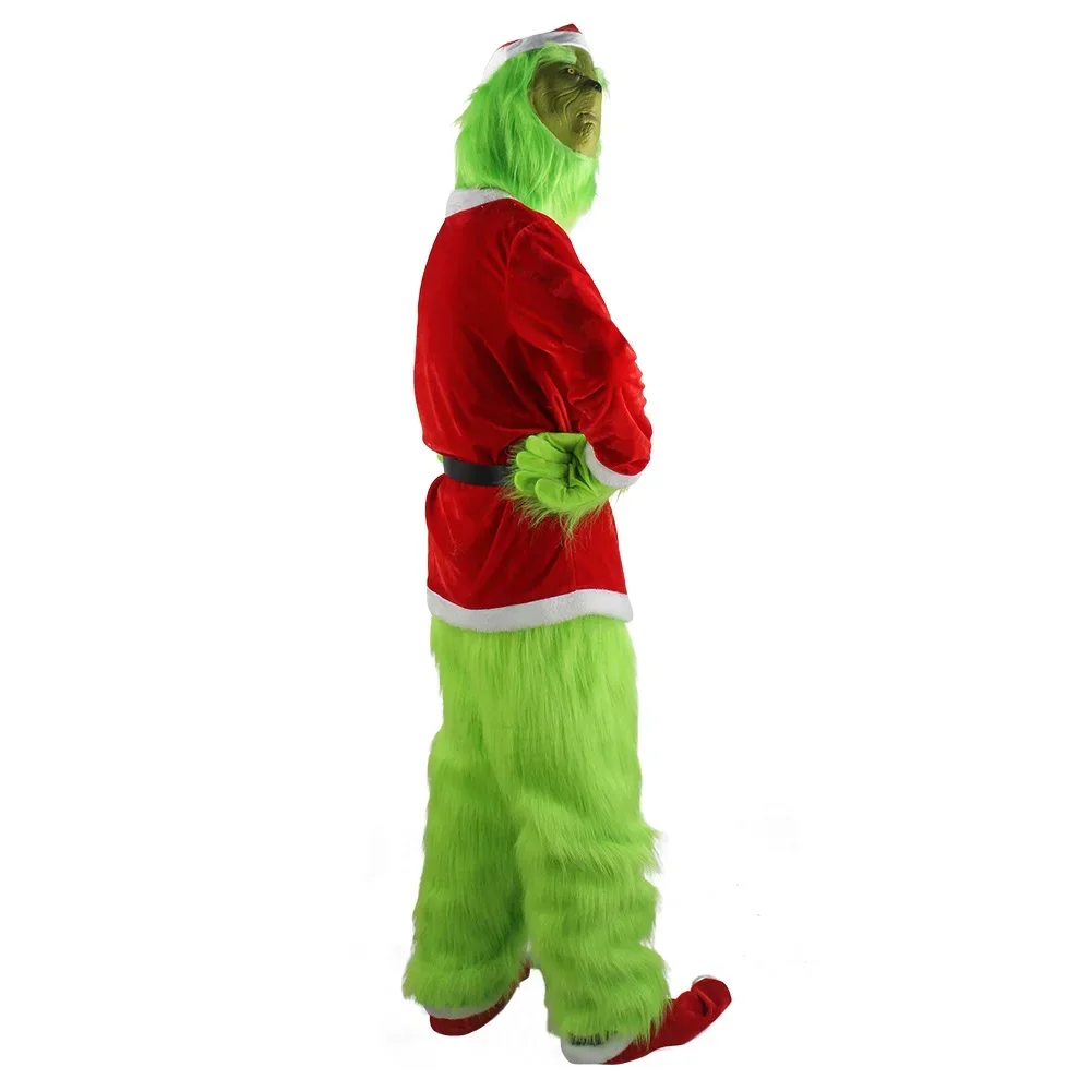 2026Cosplay Costumes Green Thief Plush Mask Pants Gloves Red Santa Claus Hat Tops Socks Holiday Set Xmas Gift view 5