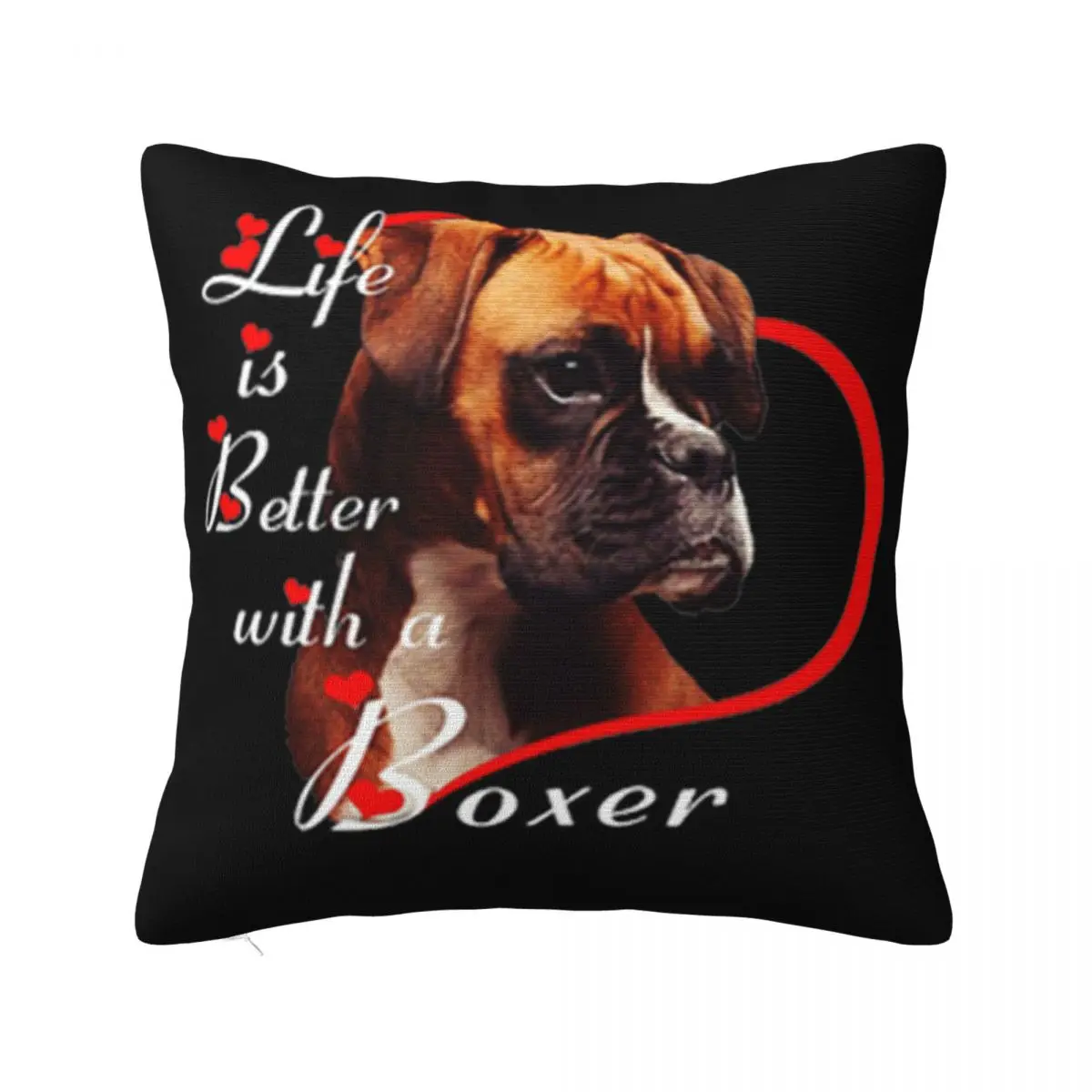 Life Is Better With A Boxer Dog Love Heart Natural Hip-Hop Summer Style Simple Girl Wholesale Pillow Case