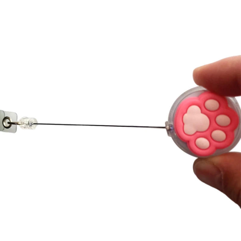 High Quality Silicone Retractable Nurse Badge Reel Cute Cat Paw Name Tag ID Card Holder Keychains Lanyard Reel Clip Accessory