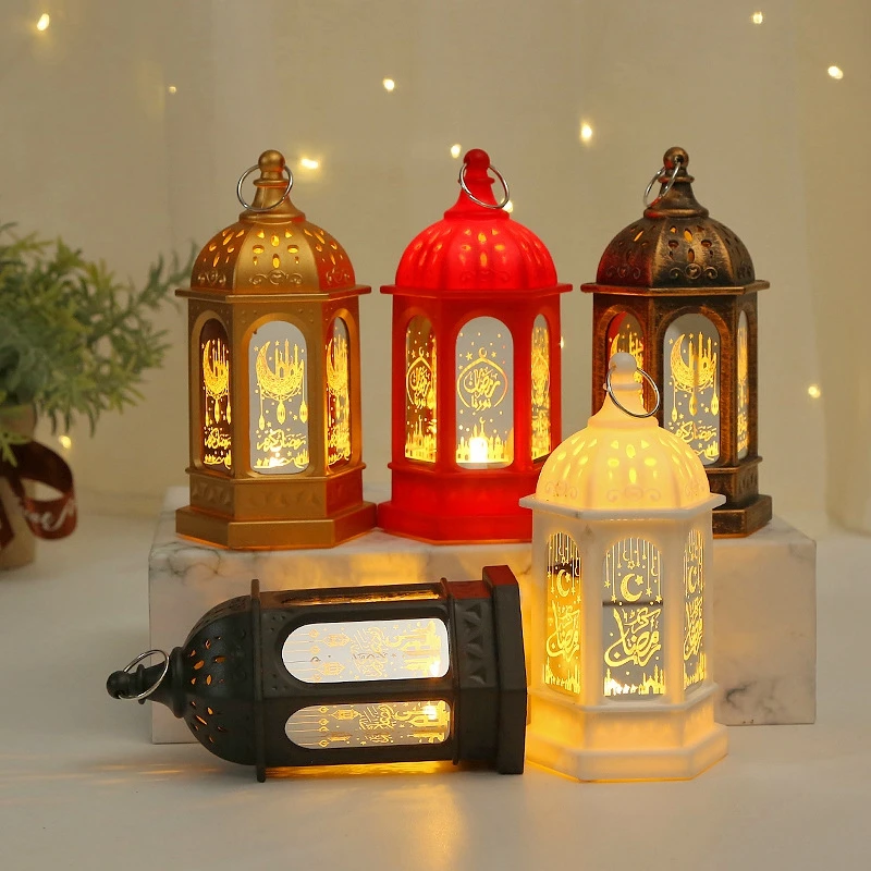 2024 Eid Mubarak Candle Lamp Creative Night Light Lantern Candle Holder Eid Mubarak Islamic Muslim Party Decor  Decorative Lamp