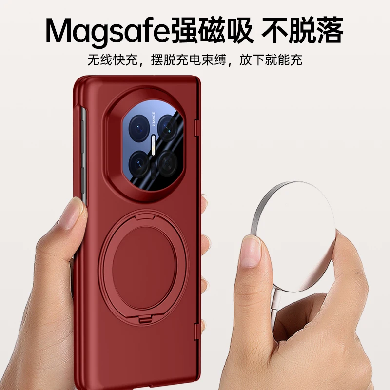 Etui na Huawei Mate X7 Luksusowe Skórzane PU z Pierścieniem Magsafe i Magnetycznym Stojakiem, Ochronne Etui na Tył Telefonu, Pełna Ochrona Obudowy na Mate X7 — zdjęcie produktu 4