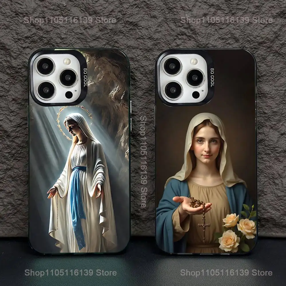 

Virgen Mary Virgin Bible Phone Case For iPhone 16,15,14,13,12,11,Pro,XS,Max,Plus,Mini,SE Black Candy Matte Shockproof Cover