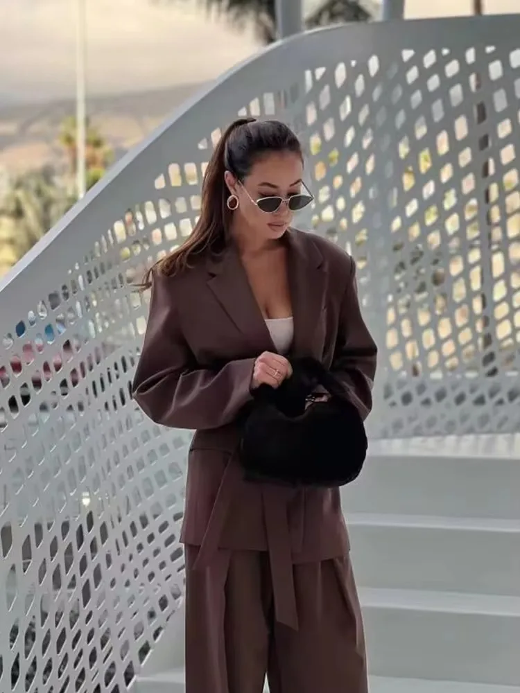 Elegant Blazer Coat For Women 2025 New Spring Office Lady Fashion Casual Loose Suit Jacket Long Sleeve Single Breasted Outerwear